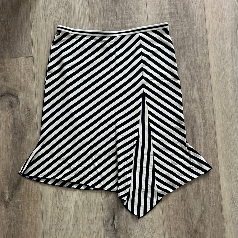 Express Asymmetrical Black and White Striped Skirt